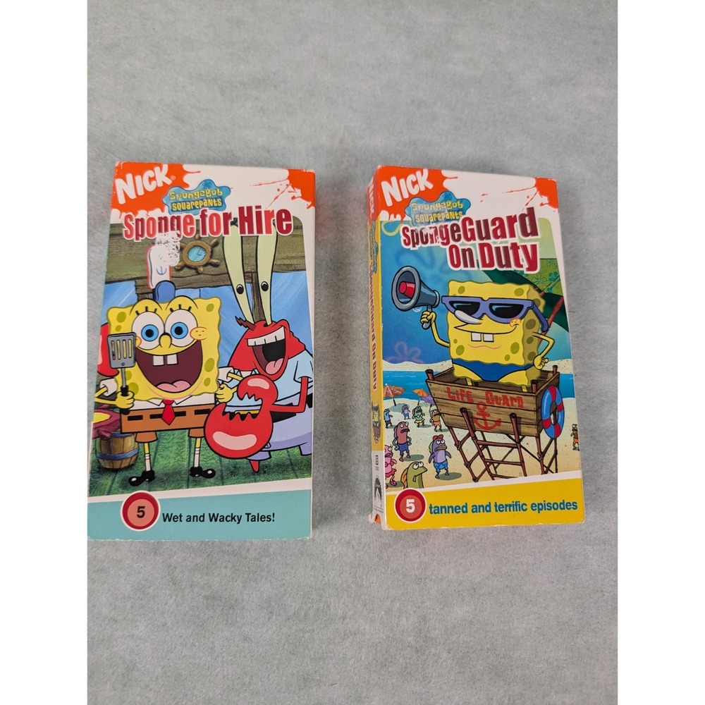 Lot Of 2 SpongeBob SpongeGuard on Duty- Sponge For Hire - VHS Tapes 2004